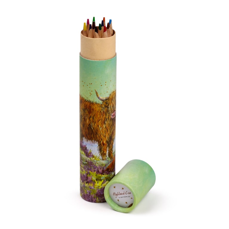 Jan Pashley Highland Coo 12-Piece Wooden Colouring Set - Large Tube