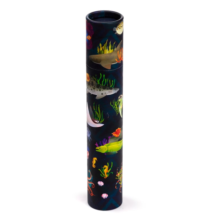 Large Colouring Pencil Set - 12 Piece Marine Kingdom Assorted Colours in Poplar Wood Card Tubes