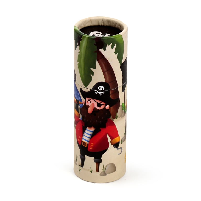 Jolly Rogers Pirate Colouring Pencil Tube Set - 12 Assorted Colours, Poplar Wood & Card Material