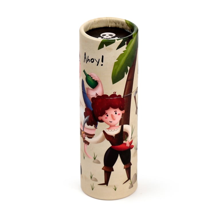 Jolly Rogers Pirate Colouring Pencil Tube Set - 12 Assorted Colours, Poplar Wood & Card Material