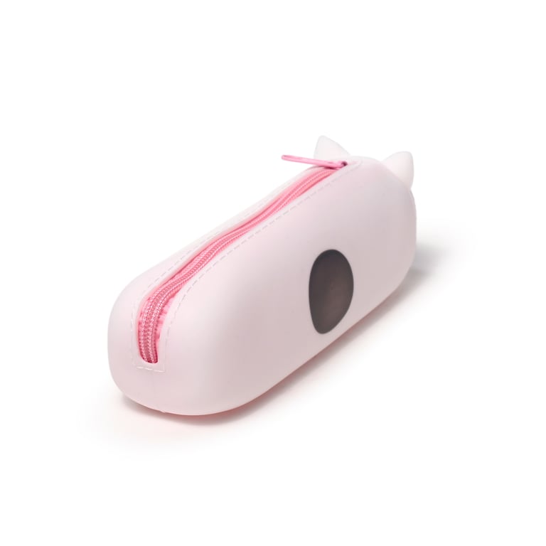 Adoramals Cat Silicone Pencil Case with Metal Zip - Organized School Supplies and Travel Companion