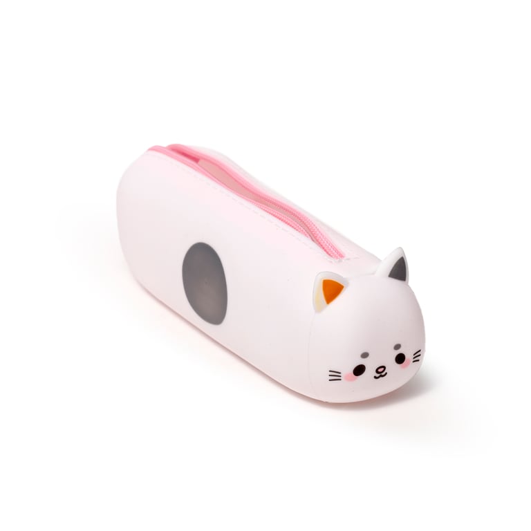 Adoramals Cat Silicone Pencil Case with Metal Zip - Organized School Supplies and Travel Companion