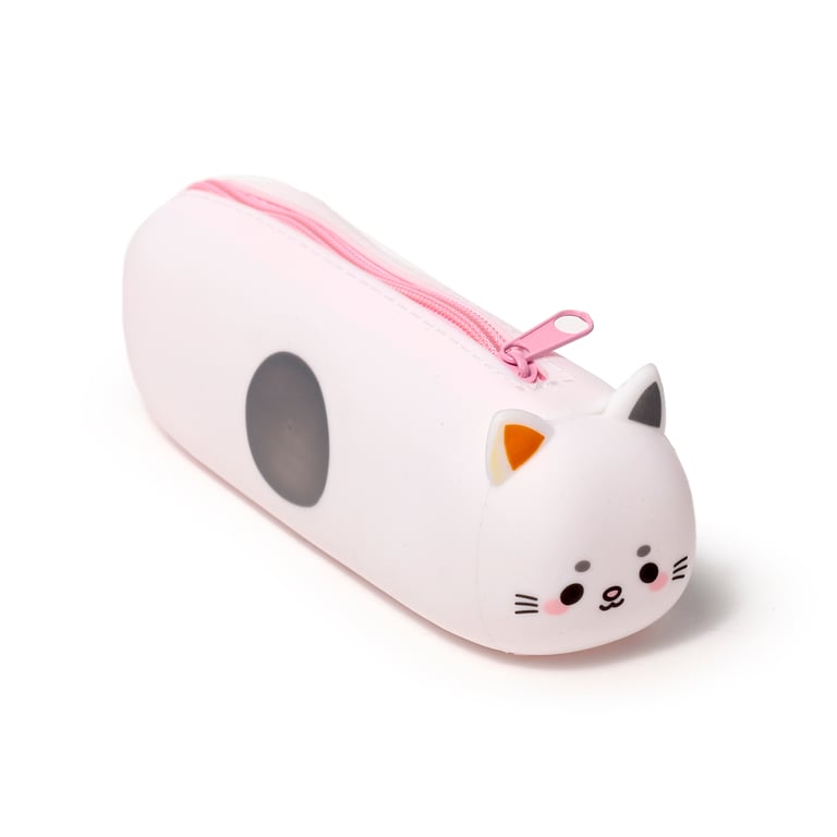 Adoramals Cat Silicone Pencil Case with Metal Zip - Organized School Supplies and Travel Companion