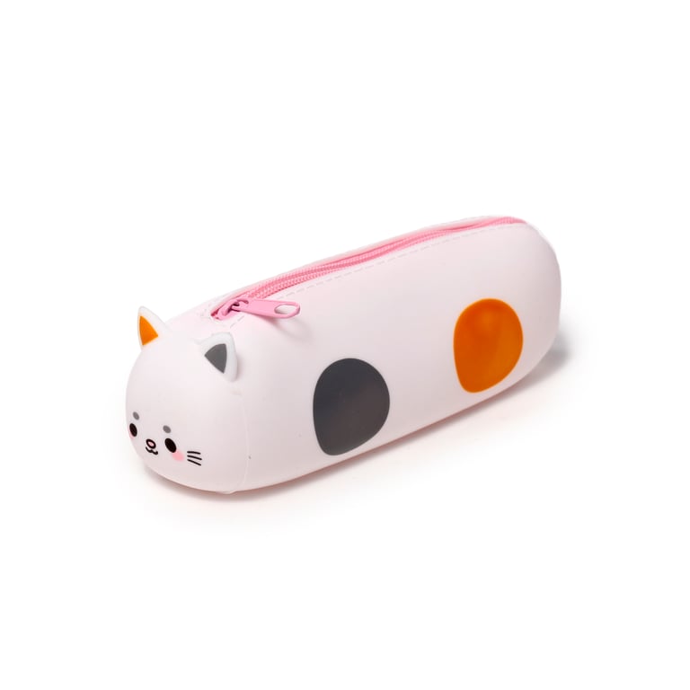 Adoramals Cat Silicone Pencil Case with Metal Zip - Organized School Supplies and Travel Companion