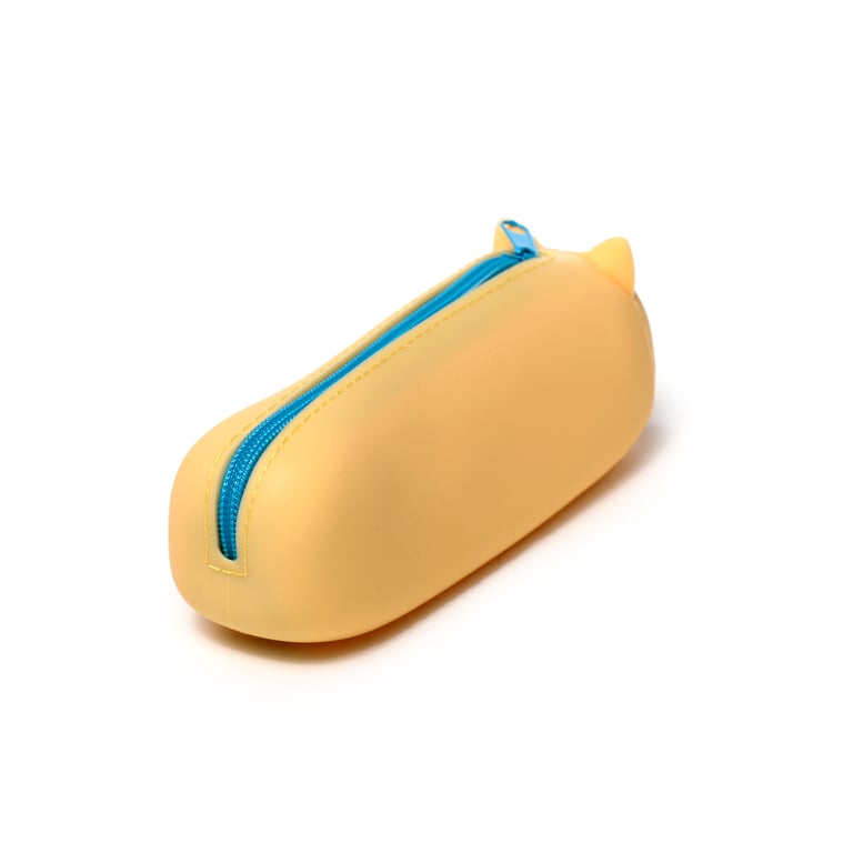 Silicone Shiba Inu Dog Pencil Case with Metal Zip Storage