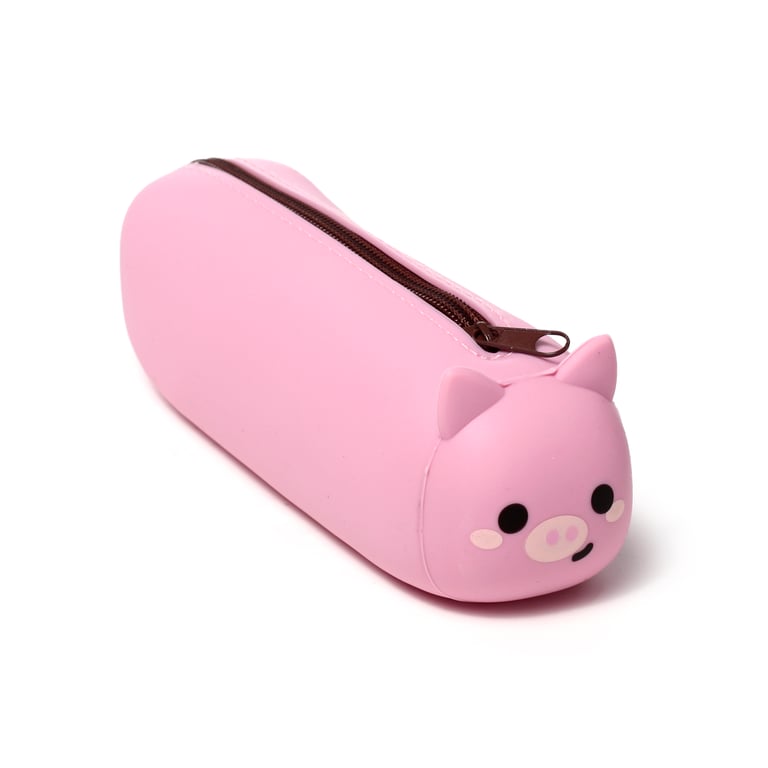 Adoramals Pig Silicone Pencil Case - Durable Metal Zip Storage