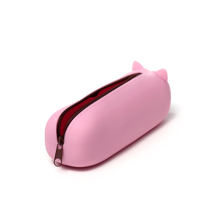 Adoramals Pig Silicone Pencil Case - Durable Metal Zip Storage
