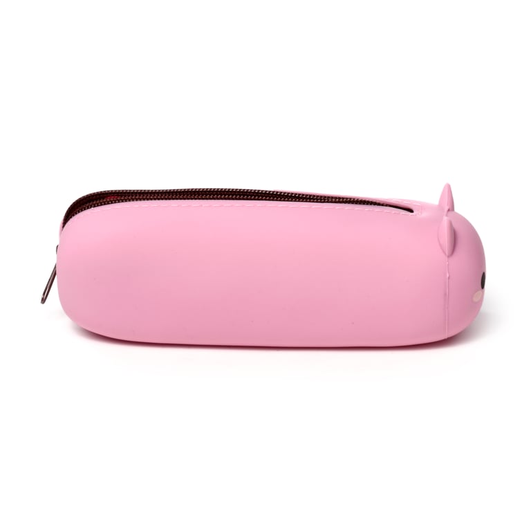 Adoramals Pig Silicone Pencil Case - Durable Metal Zip Storage
