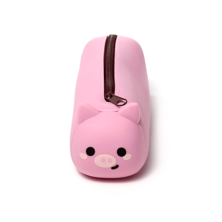Adoramals Pig Silicone Pencil Case - Durable Metal Zip Storage