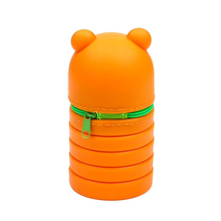 Silicone Adoramals Tiger Pencil Case - Durable Metal Zip Protection