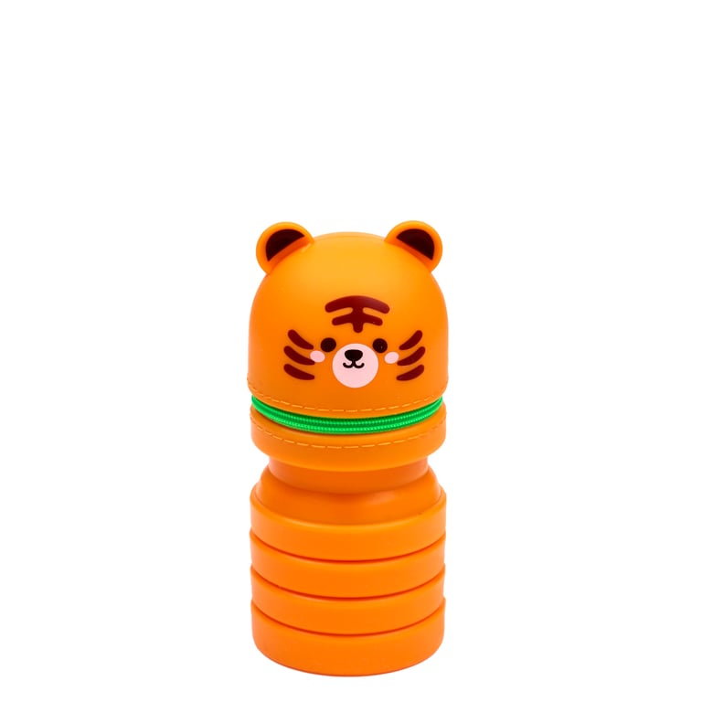 Silicone Adoramals Tiger Pencil Case - Durable Metal Zip Protection