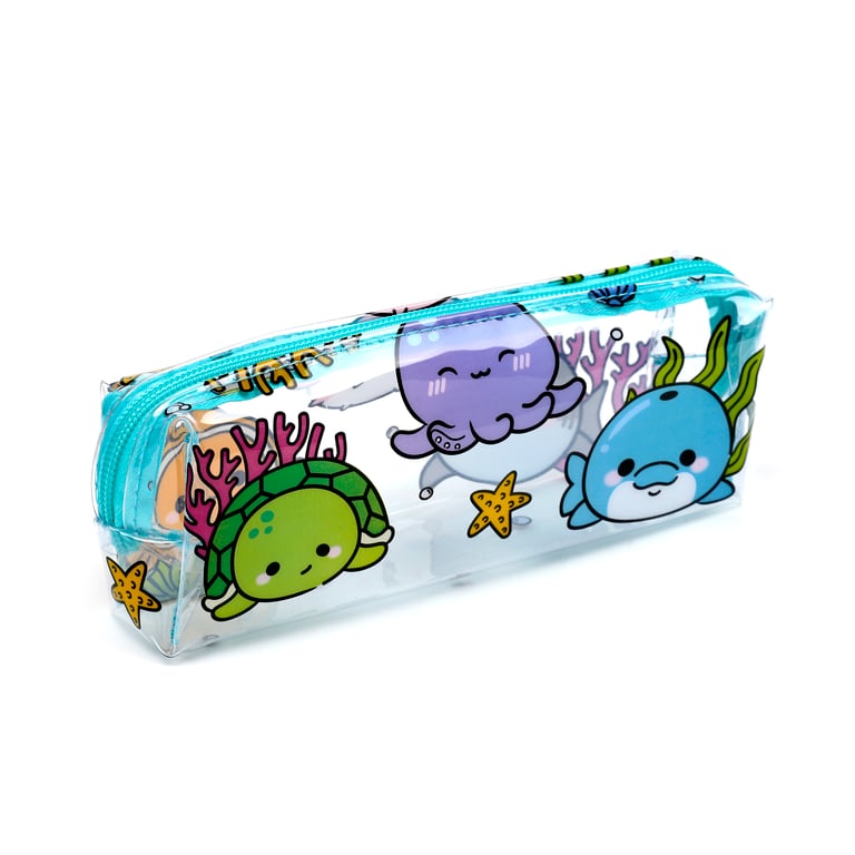 Adoramals Clear PVC and Metal Ocean Themed Pencil Case