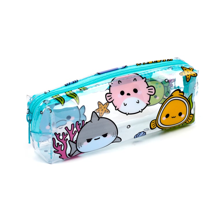 Adoramals Clear PVC and Metal Ocean Themed Pencil Case