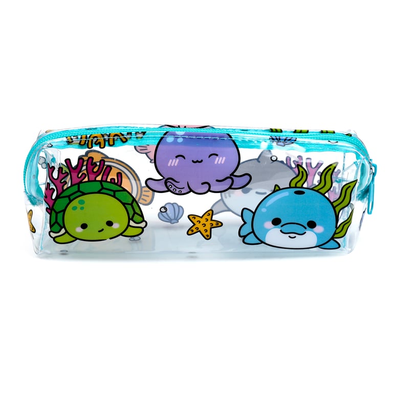 Adoramals Clear PVC and Metal Ocean Themed Pencil Case