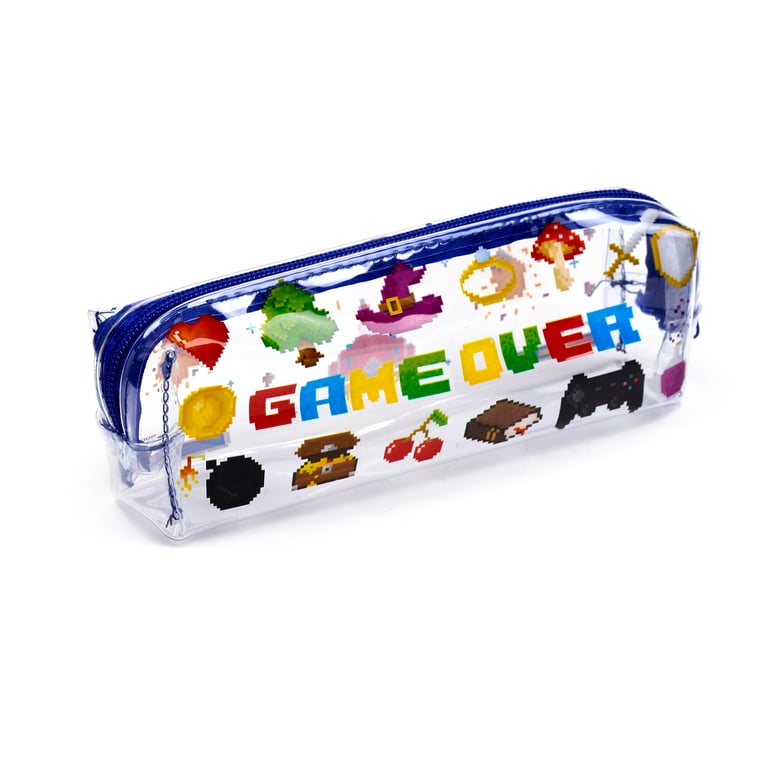 Clear Window PVC and Metal Pencil Case - Game Over School Supplies Organizer