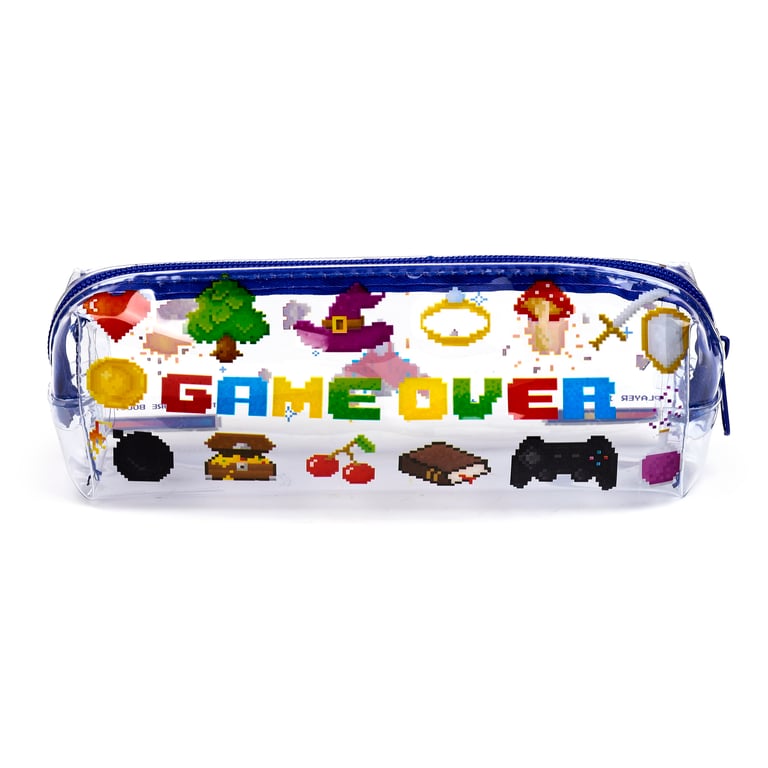 Clear Window PVC and Metal Pencil Case - Game Over School Supplies Organizer