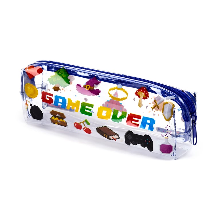 Clear Window PVC and Metal Pencil Case - Game Over School Supplies Organizer