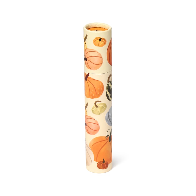 Large Colouring Pencil Tube - 12 Assorted Colours, Autumn Harvest Wooden Pencils Set for Halloween Crafts and Decorations