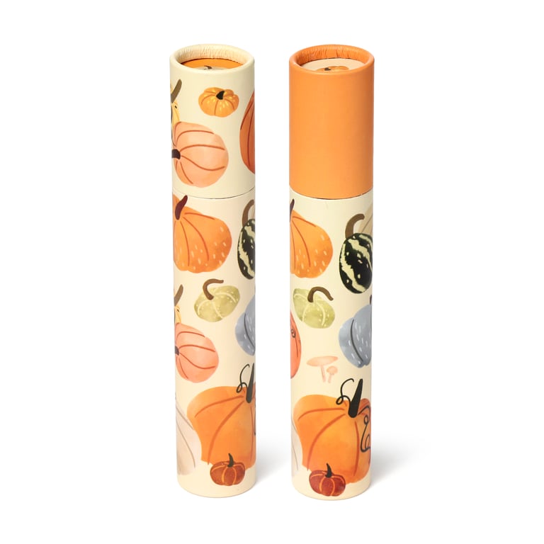 Large Colouring Pencil Tube - 12 Assorted Colours, Autumn Harvest Wooden Pencils Set for Halloween Crafts and Decorations