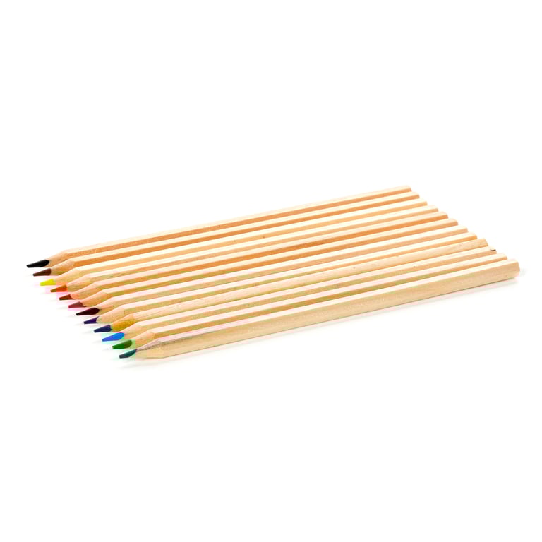 Large Colouring Pencil Tube - 12 Assorted Colours, Autumn Harvest Wooden Pencils Set for Halloween Crafts and Decorations