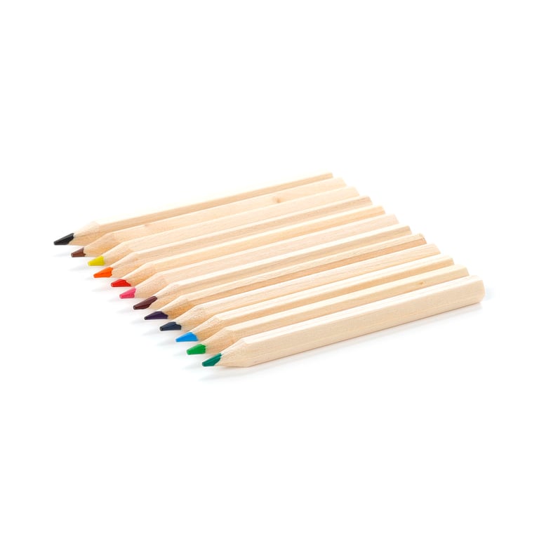 Wooden Colouring Pencils - 12 Piece Assorted Colours Set
