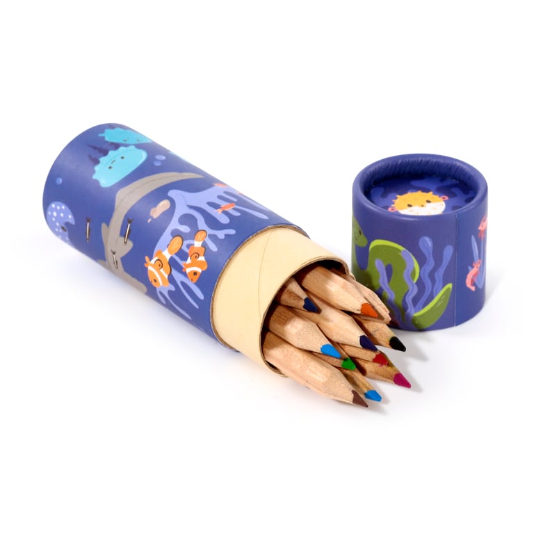 Wooden Colouring Pencils - 12 Piece Assorted Colours Set