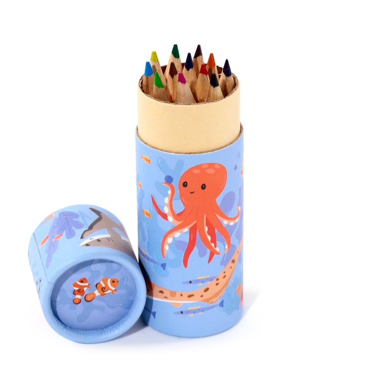 Wooden Colouring Pencils - 12 Piece Assorted Colours Set