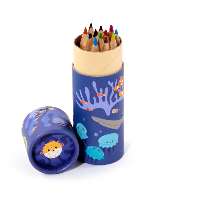 Wooden Colouring Pencils - 12 Piece Assorted Colours Set