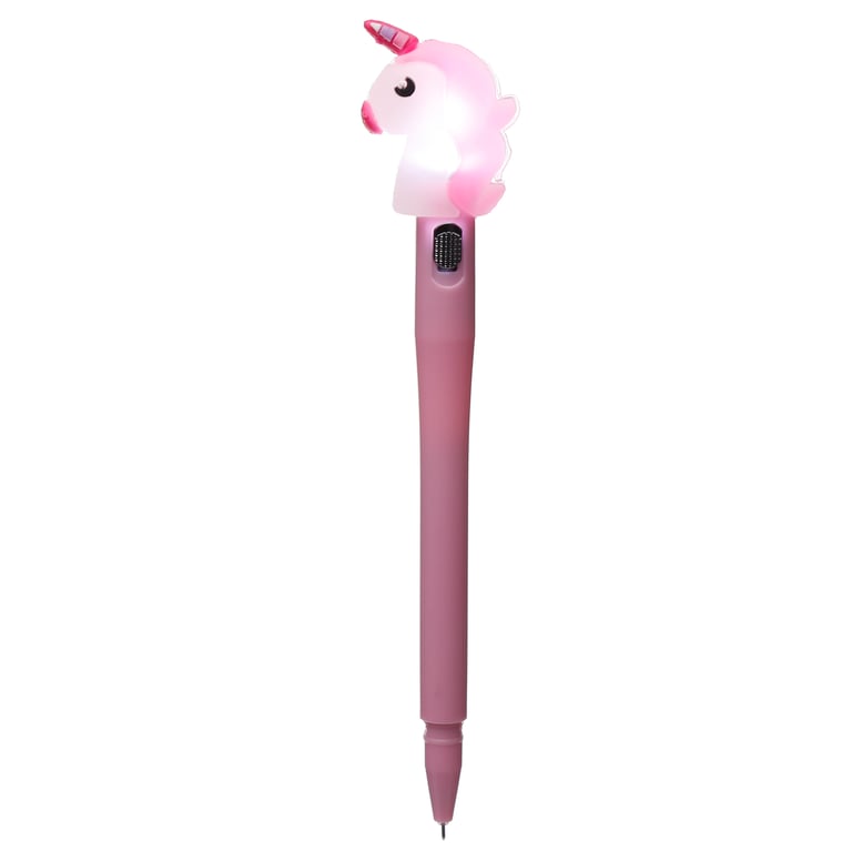 Light Up LED Unicorn Novelty Pen - BPA Free, CE Marked, Fine Tip Plastic Pen