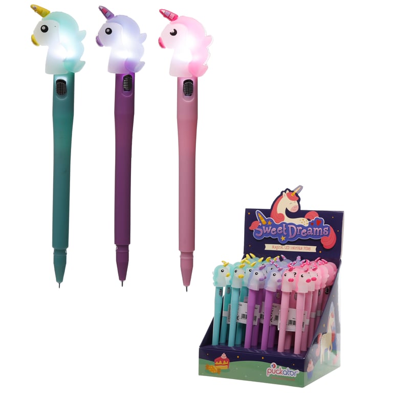 Light Up LED Unicorn Novelty Pen - BPA Free, CE Marked, Fine Tip Plastic Pen