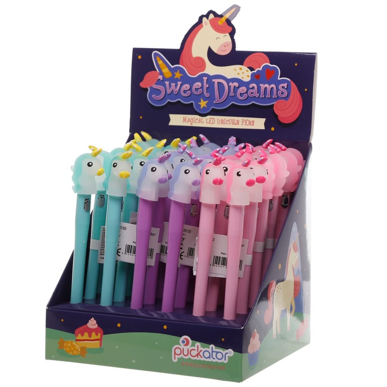 Light Up LED Unicorn Novelty Pen - BPA Free, CE Marked, Fine Tip Plastic Pen