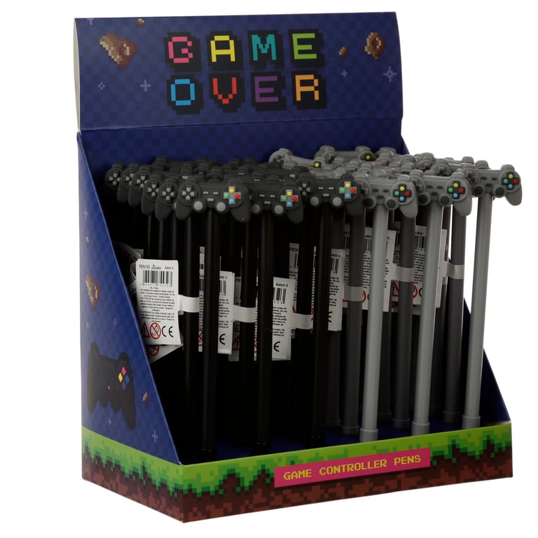 Game Over Topper Pen - CE/UKCA Marked Black Fine Tip Plastic Pen