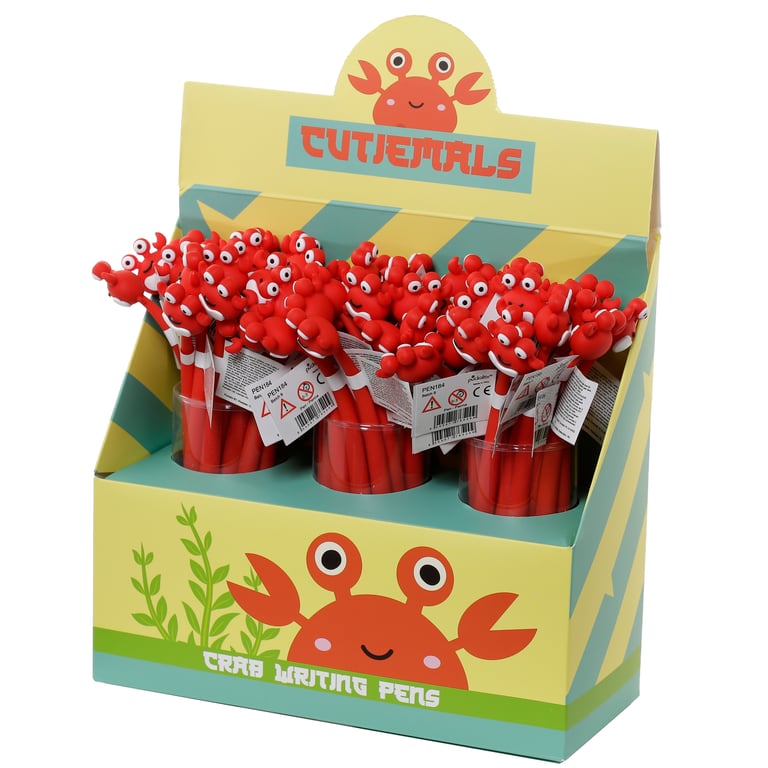 Adoramals Crab Fine Tip Pen - CE/UKCA Marked Black Ink Writing Tool for Children and Adults