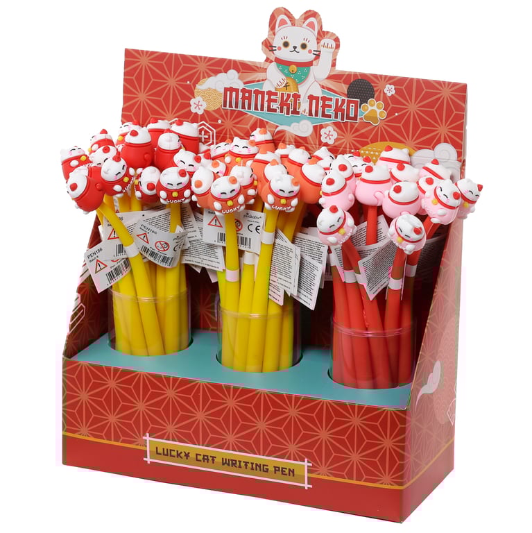 Maneki Neko Lucky Cat Fine Tip Pen - CE Marked, Durable Plastic & PVC Construction