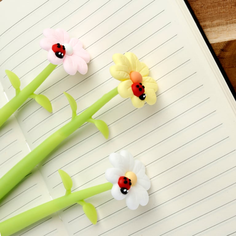 Botanical Gardens Ladybird Flower Fine Tip Pen - CE Marked, PVC Free, Black Ink