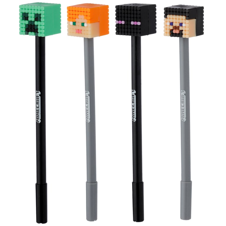 Minecraft Fine Tip Pen - Licensed Edition (Pig/Bee/Zombie/Skeleton) - Black Ink, Fine Nib, CE/UKCA Marked