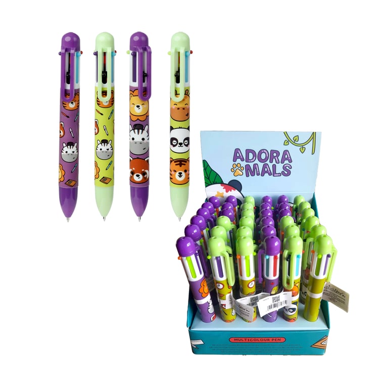 Adoramals Wild Multi Colour Pen (6 Colours) - CE & EN71 Marked Plastic Children s Educational Pen