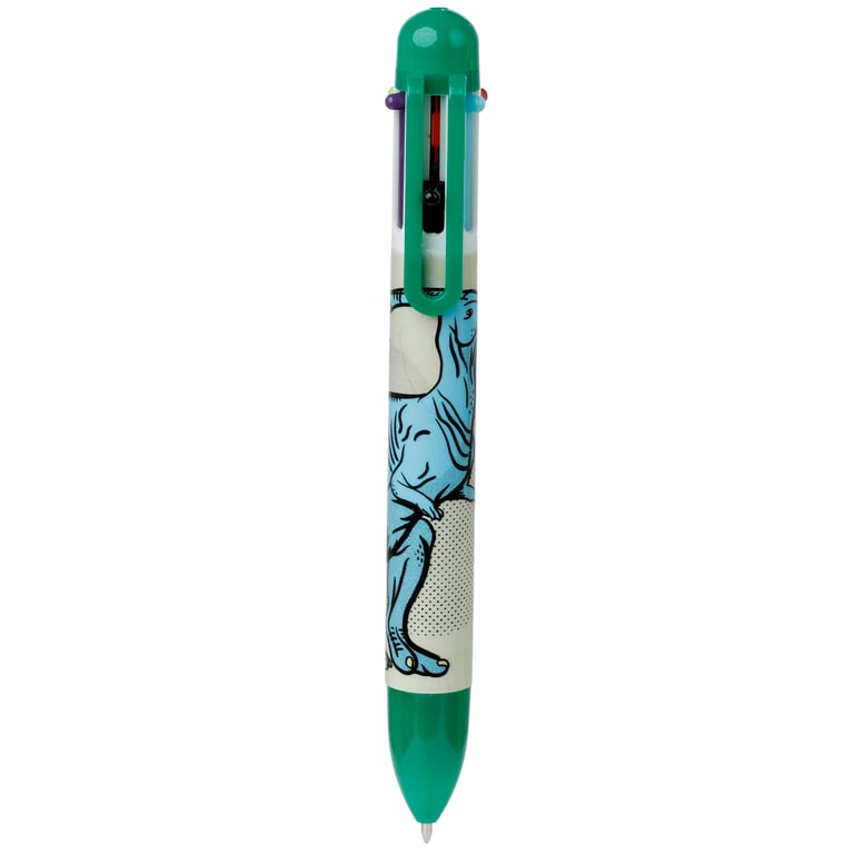 6 Colour Multi-Coloured Dinosaur Pen - CE Marked Plastic Writer for Kids