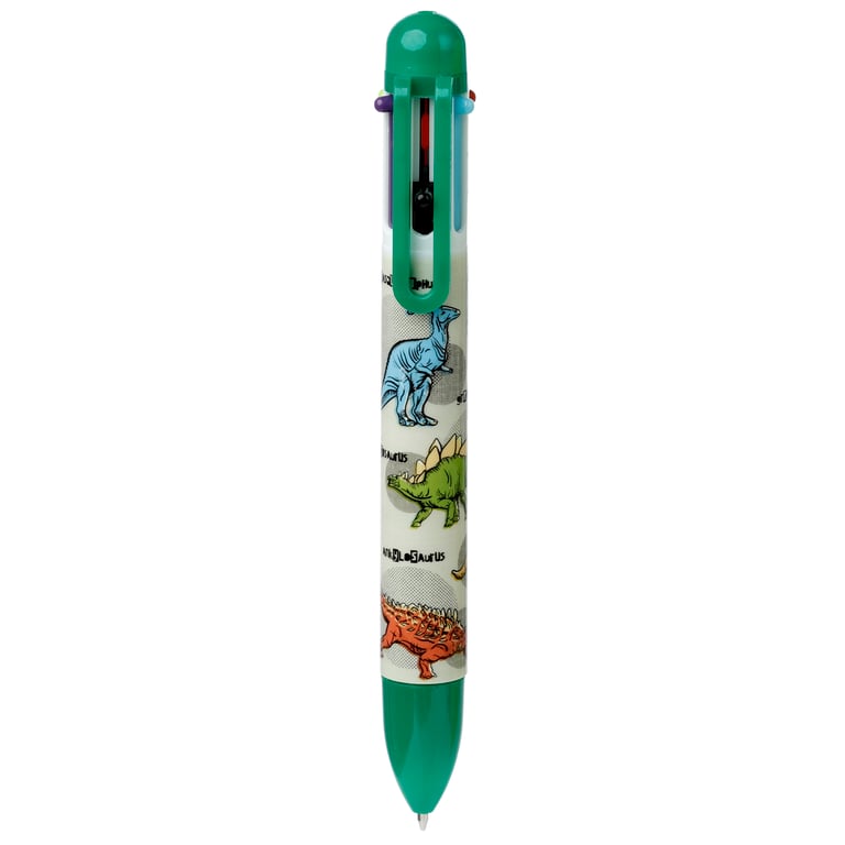 6 Colour Multi-Coloured Dinosaur Pen - CE Marked Plastic Writer for Kids