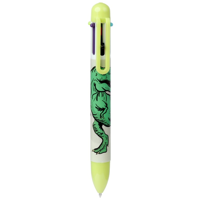 6 Colour Multi-Coloured Dinosaur Pen - CE Marked Plastic Writer for Kids