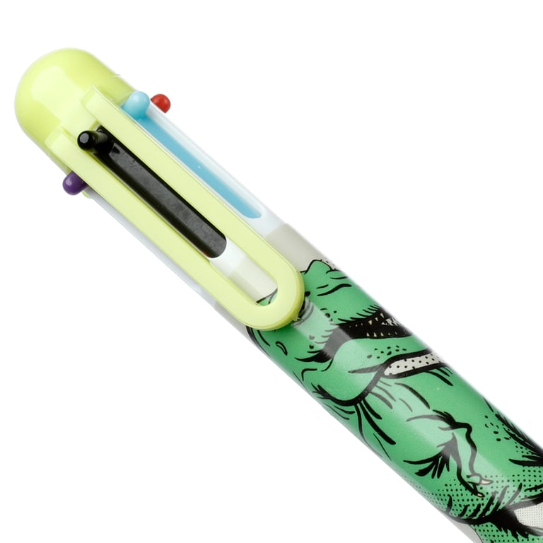 6 Colour Multi-Coloured Dinosaur Pen - CE Marked Plastic Writer for Kids