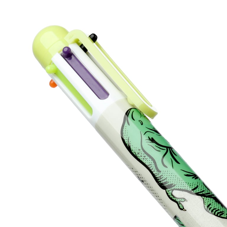 6 Colour Multi-Coloured Dinosaur Pen - CE Marked Plastic Writer for Kids
