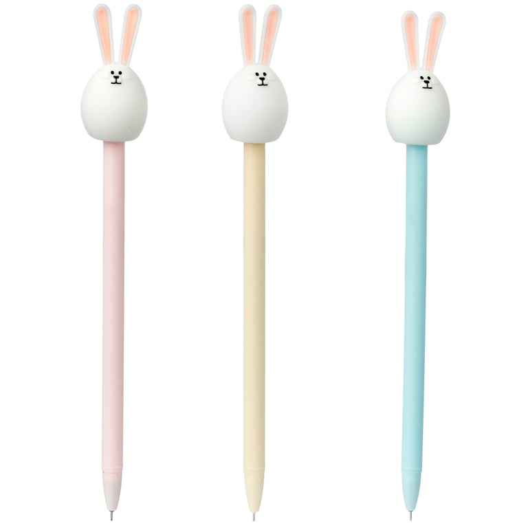 Fine Tip Pen with Topper - Adoramals Bunny, CE Marked and Kids Safe Black Ink Writing Pen