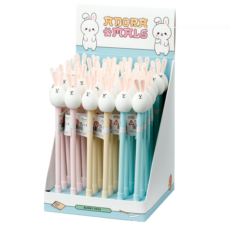 Fine Tip Pen with Topper - Adoramals Bunny, CE Marked and Kids Safe Black Ink Writing Pen