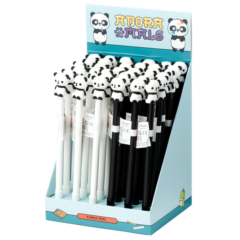 Fine Tip Plastic Pen CE Marked with Panda Topper - Kids Safe Writing Instrument