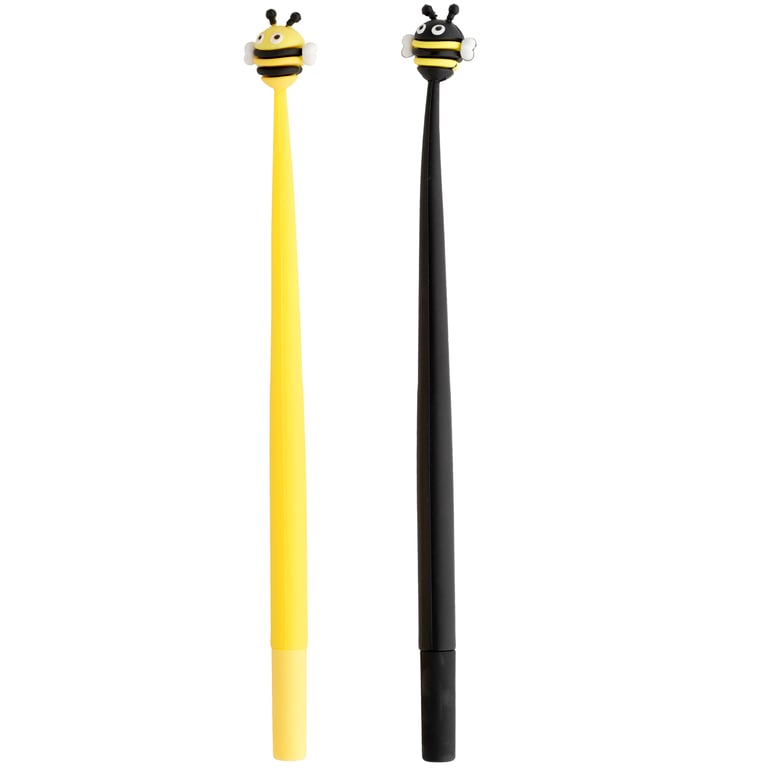 Fine Tip Pen with Topper - Bumble Bee, CE Marked and EN71 Compliant Plastic Writing Instrument with Black Ink and Fine Nib.
