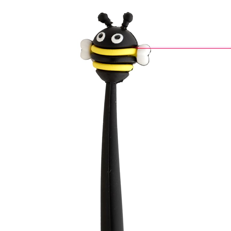 Fine Tip Pen with Topper - Bumble Bee, CE Marked and EN71 Compliant Plastic Writing Instrument with Black Ink and Fine Nib.