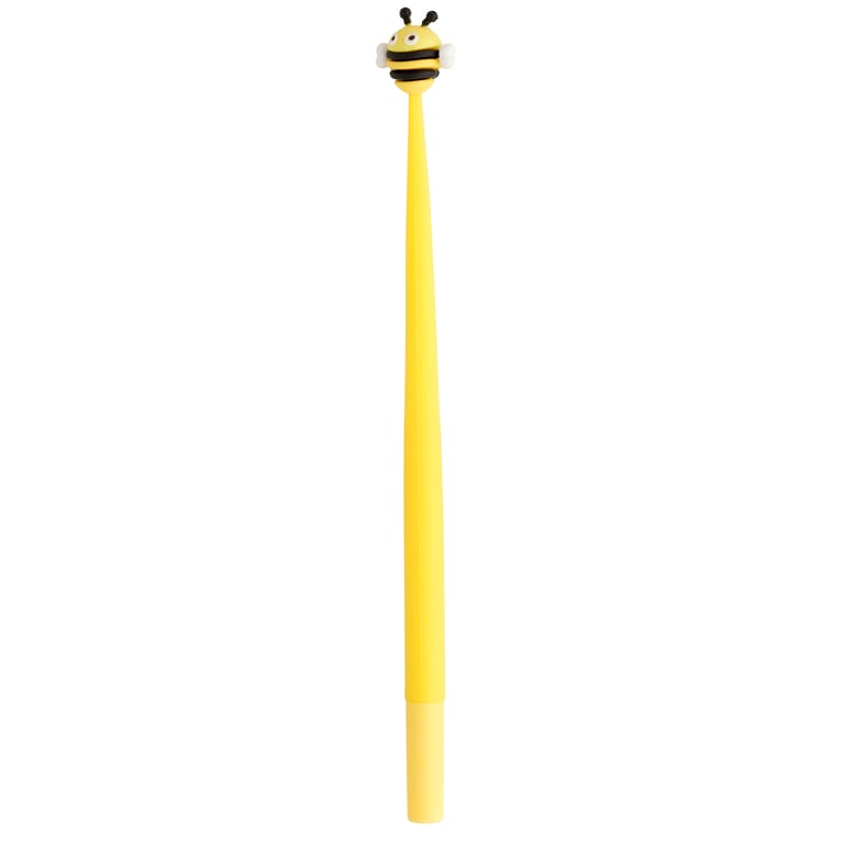 Fine Tip Pen with Topper - Bumble Bee, CE Marked and EN71 Compliant Plastic Writing Instrument with Black Ink and Fine Nib.