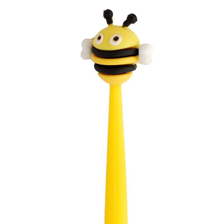 Fine Tip Pen with Topper - Bumble Bee, CE Marked and EN71 Compliant Plastic Writing Instrument with Black Ink and Fine Nib.