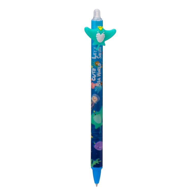 Erasable Sealife Pen - Blue Ink with Click Charm and Erasable Tip